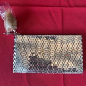 Silver Sequin Mac Makeup Bag with Docolor Brushes